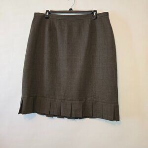 Jones Studio Brownish Gray Pleated Hem Lined Midi Skirt Plus Sz 22W